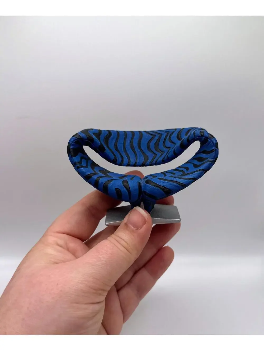 1:12 Ribbon Chair, Blue & Black Zebra Miniature Seat – Raine Take a Seat Series